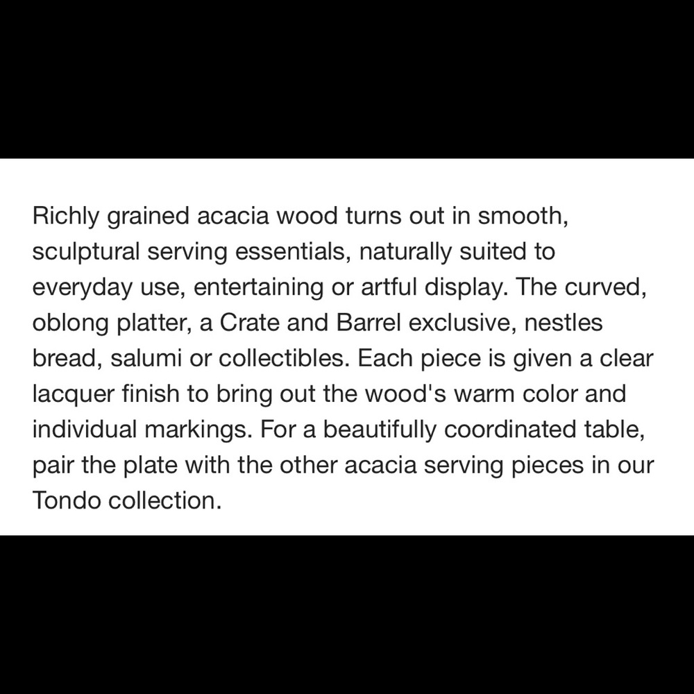 NWOT CRATE&BARREL Acacia Wood Serving Pieces - Picture 2 of 3